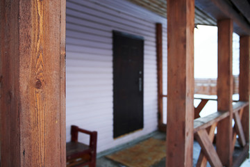 Obraz na płótnie Canvas Country house with alcove and fence