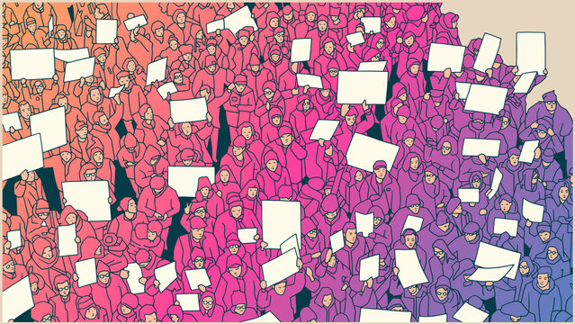 Illustration of a crowd protesting