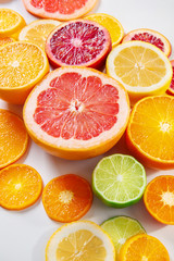 Slices of citrus fruits, closeup