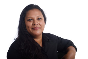 Portrait of a latin woman on white background