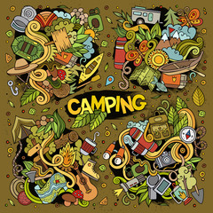 Camping nature doodles designs