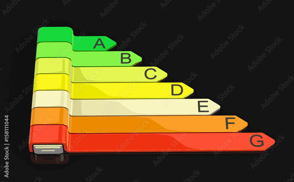 Poster energy efficiency concept with rating chart. image with clipping path