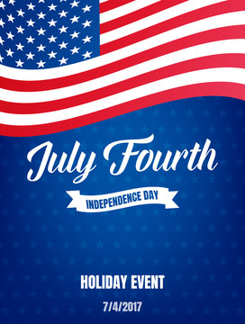 Fourth of July. USA Independence Day poster. 4th of July holiday event banner
