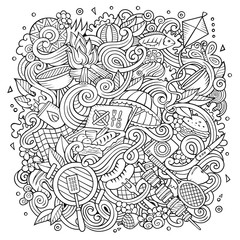 Cartoon vector picnic doodle frame