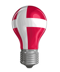 Obraz premium Light bulb with Danish flag. Image with clipping path
