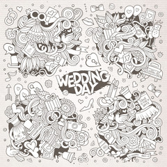 Wedding and love sketchy vector doodle designs