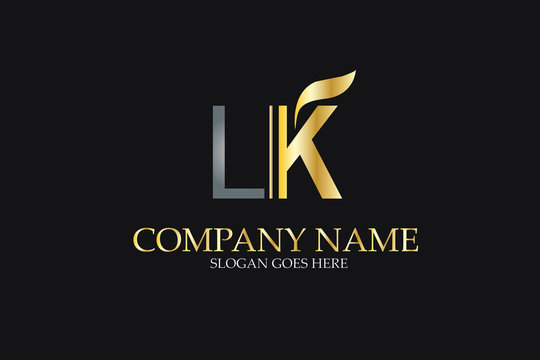 LK Letter Logo Design in Golden and Metal Color