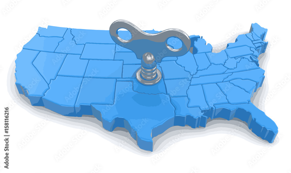 Poster map of usa with winding key. image with clipping path.