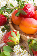 rich and ripe fruit and berry strawberry and apricot on platter wellness diet vegetarianism a pleasing appearance and bright colors