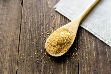 Wooden spoon with amaranth seeds