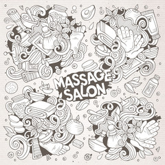 Vector set of Massage and Spa doodle designs
