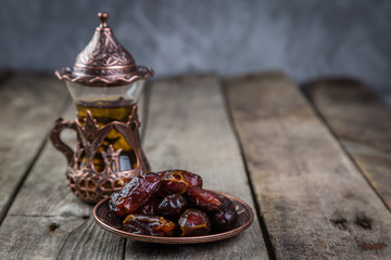 Ramadan kareem holiday concept with iftar dates