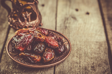 Ramadan kareem holiday concept with iftar dates