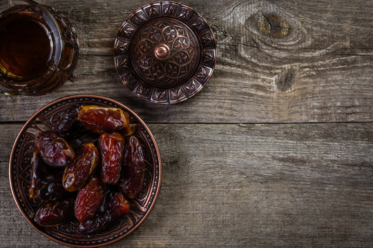 Ramadan kareem holiday concept with iftar dates