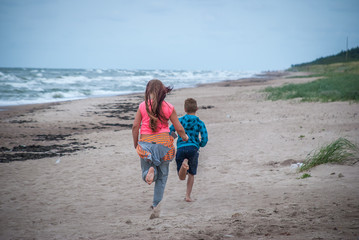 Running on a beach