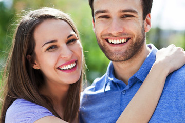 Young couple hugging
