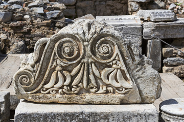 The ruins of the ancient antique city of Ephesus the library building of Celsus 