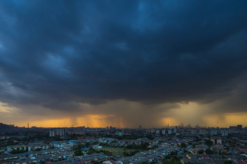 Cloudy and rain in downtown Kuala Lumpur