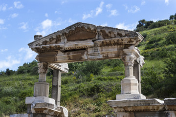 The ruins of the ancient antique city of Ephesus the library building of Celsus 