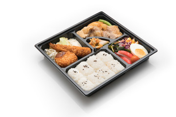 japanese cuisine. lunch box set on the background