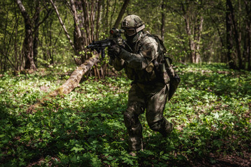 Russian soldier with submachine gun