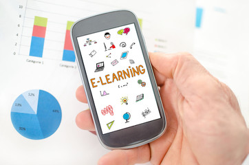 E-learning concept on a smartphone