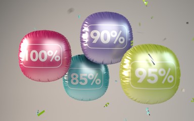 3D rendering Colorful Balloons percentage sale