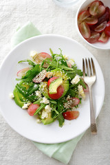 Avocado Salad with Grape, Arugula and Cheese