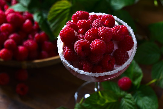 raspberry dessert with juicy berries