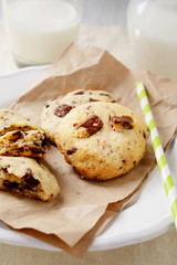 Brokenness cookies on paper with milk