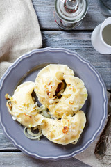 Homemade dumplings on a plate