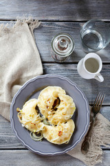 Homemade pierogi on a plate