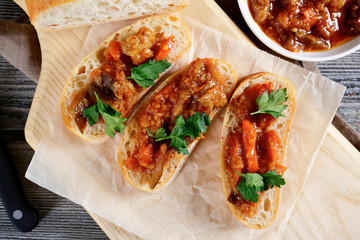 Tasty Bruschetta with roasted vegetables