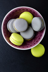 French Macaroon on slate background
