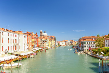 Fototapeta na wymiar Boat sailing in Grand canal, Venice, Italy