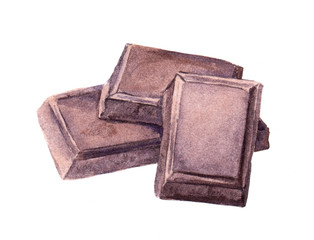 Simple chocolate blocks. Watercolor