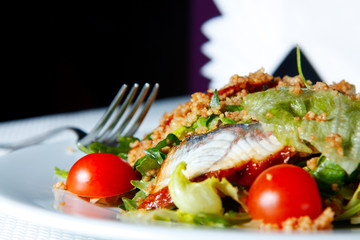 Salad with eel and couscous