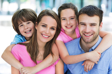 Happy family outdoors
