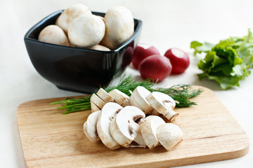 Сhampignon with herbs and radish