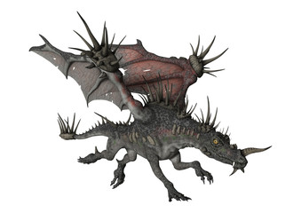 Fototapeta premium 3D Rendering Spiky Dragon on White