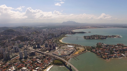 Fototapeta premium Aerial View of Vitoria city in Espirito Santo, Brazil