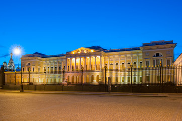 Fototapeta na wymiar Mikhailovsky Palace in the White Nights. The main building of the State Russian Museum. St. Petersburg. Russia
