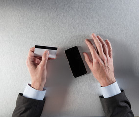 concept of corporate ecommerce or m-commerce, top view