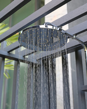 Outdoor shower near the pool.