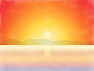 abstract watercolor sunset at the sea background