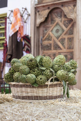 Background of fresh artichokes