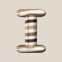 3D letter I mocha coffee colors concept isolated with clipping path