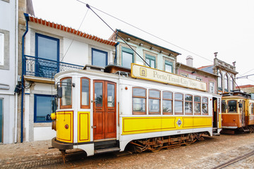 Fototapeta na wymiar PORTO, PORTUGAL - OCTOBER 21,2012 : Tram in Porto, Portugal