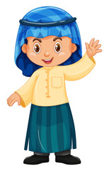 Little boy wearing Irag costume