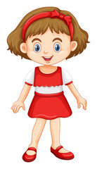 Little girl in red and white clothes